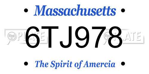 6TJ978 Massachusetts License Plate