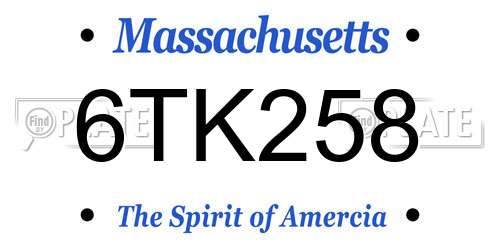 6TK258 Massachusetts License Plate