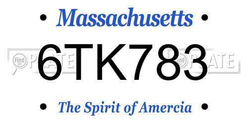6TK783 Massachusetts License Plate
