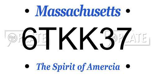 6TKK37 Massachusetts License Plate