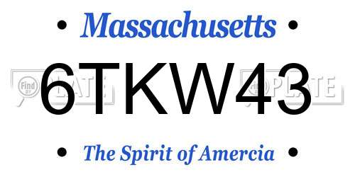 6TKW43 Massachusetts License Plate