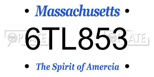 6TL853 Massachusetts License Plate