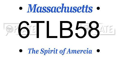 6TLB58 Massachusetts License Plate