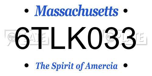 6TLK033 Massachusetts License Plate