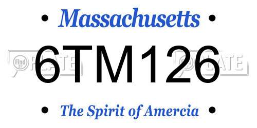 6TM126 Massachusetts License Plate
