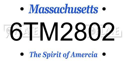 6TM2802 Massachusetts License Plate