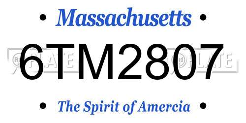6TM2807 Massachusetts License Plate