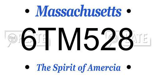 6TM528 Massachusetts License Plate