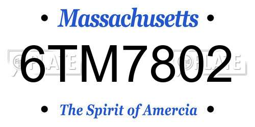 6TM7802 Massachusetts License Plate