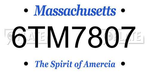 6TM7807 Massachusetts License Plate