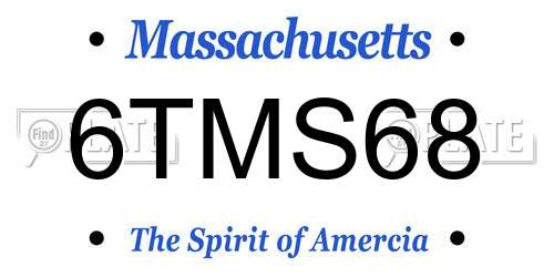 6TMS68 Massachusetts License Plate