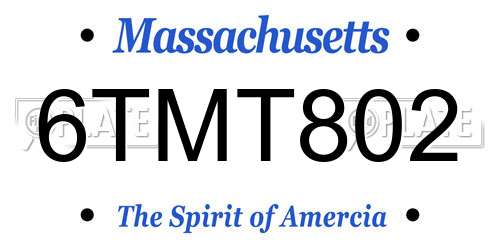 6TMT802 Massachusetts License Plate