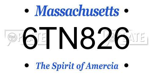 6TN826 Massachusetts License Plate