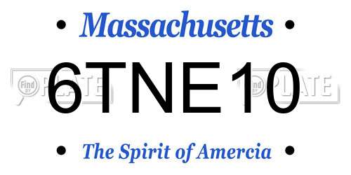 6TNE10 Massachusetts License Plate