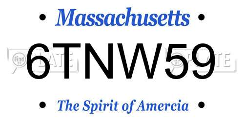 6TNW59 Massachusetts License Plate