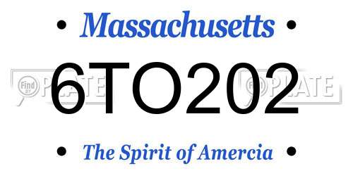 6TO202 Massachusetts License Plate