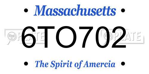 6TO702 Massachusetts License Plate