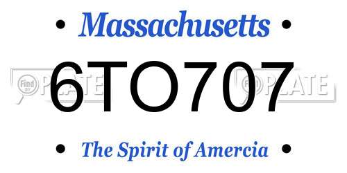 6TO707 Massachusetts License Plate