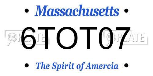 6TOT07 Massachusetts License Plate