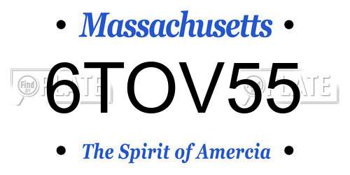 6TOV55 Massachusetts License Plate