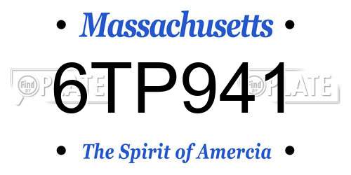 6TP941 Massachusetts License Plate