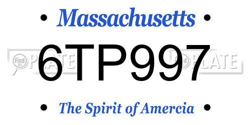 6TP997 Massachusetts License Plate