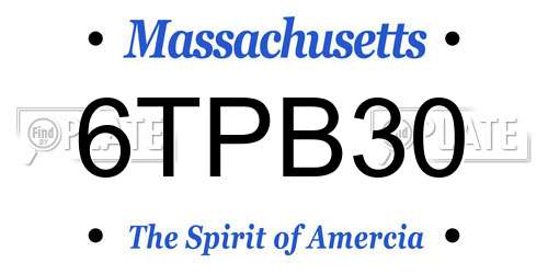 6TPB30 Massachusetts License Plate