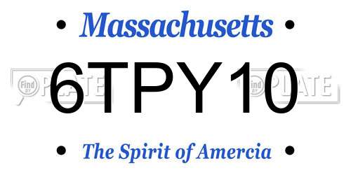 6TPY10 Massachusetts License Plate