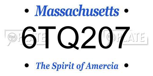 6TQ207 Massachusetts License Plate