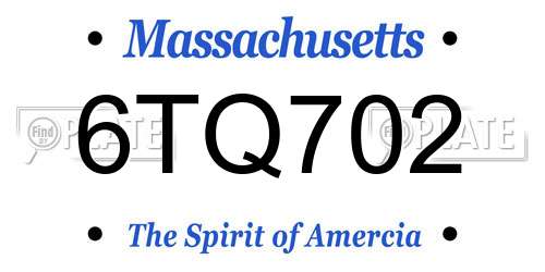 6TQ702 Massachusetts License Plate