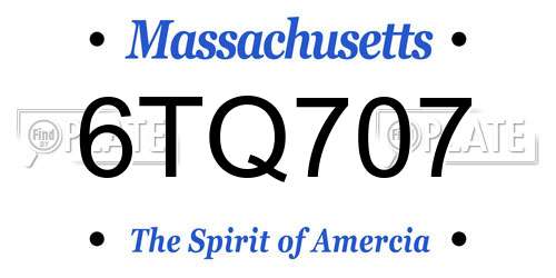 6TQ707 Massachusetts License Plate