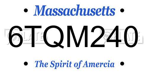 6TQM240 Massachusetts License Plate