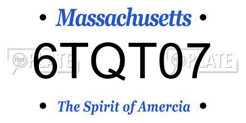 6TQT07 Massachusetts License Plate