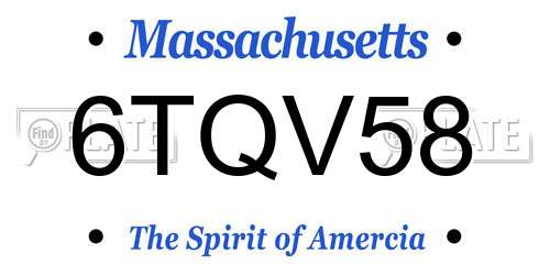 6TQV58 Massachusetts License Plate
