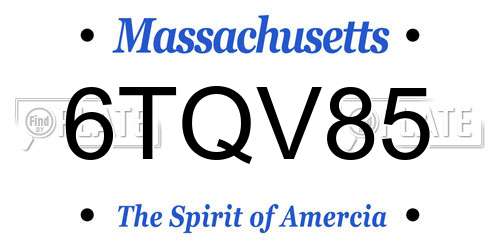 6TQV85 Massachusetts License Plate