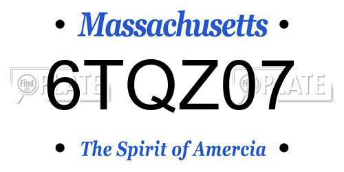 6TQZ07 Massachusetts License Plate