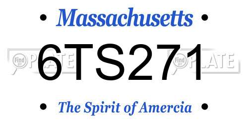 6TS271 Massachusetts License Plate