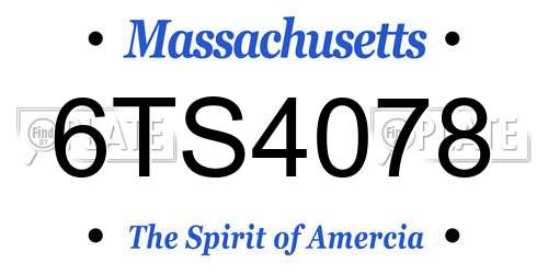 6TS4078 Massachusetts License Plate