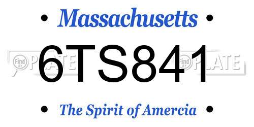 6TS841 Massachusetts License Plate