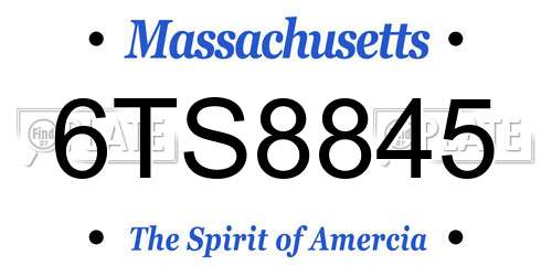 6TS8845 Massachusetts License Plate