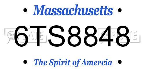 6TS8848 Massachusetts License Plate
