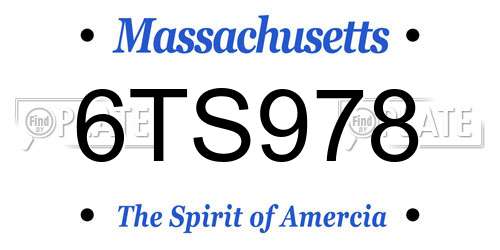 6TS978 Massachusetts License Plate