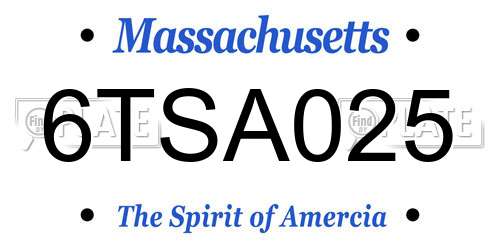 6TSA025 Massachusetts License Plate