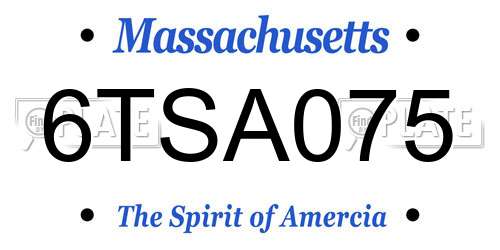 6TSA075 Massachusetts License Plate