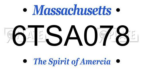 6TSA078 Massachusetts License Plate