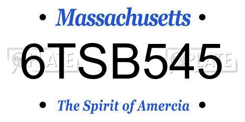 6TSB545 Massachusetts License Plate
