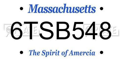 6TSB548 Massachusetts License Plate