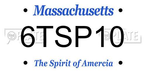 6TSP10 Massachusetts License Plate