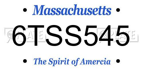 6TSS545 Massachusetts License Plate