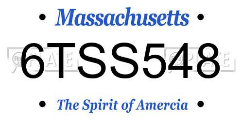 6TSS548 Massachusetts License Plate